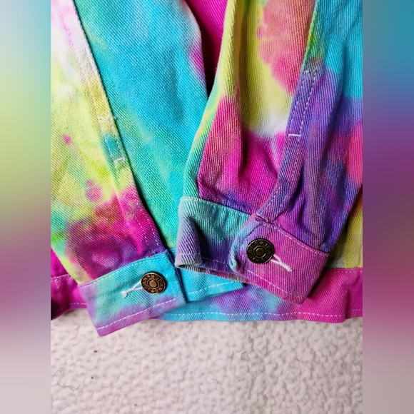 Lola And The Boys Tye Dye Denim Jacket Button Up W/ Pockets Size Small - Picture 10 of 10
